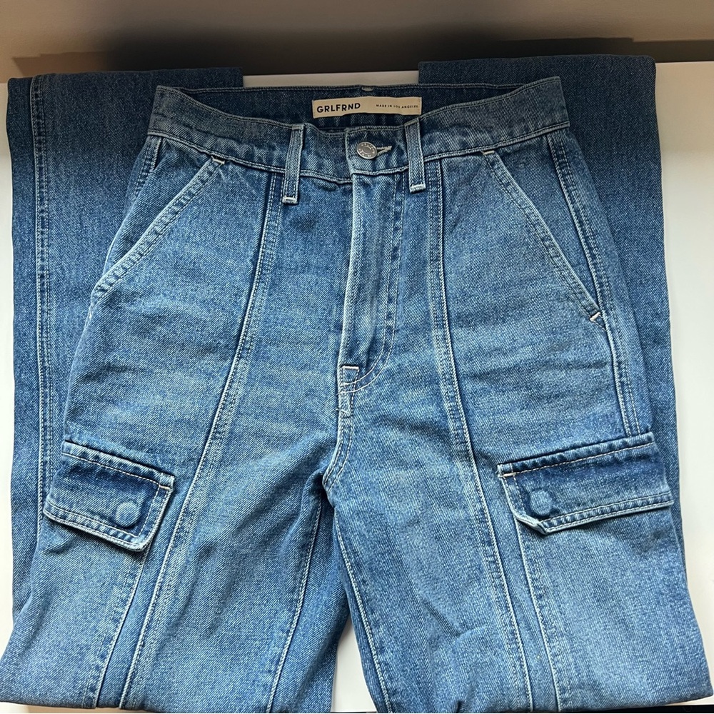 GRLFRND HARPER HIGH RISE SLIM CARGO JEANS - Picture 5 of 12
